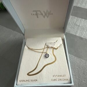 Tabitha Gold Anklet with Blue Cubic Zirconia